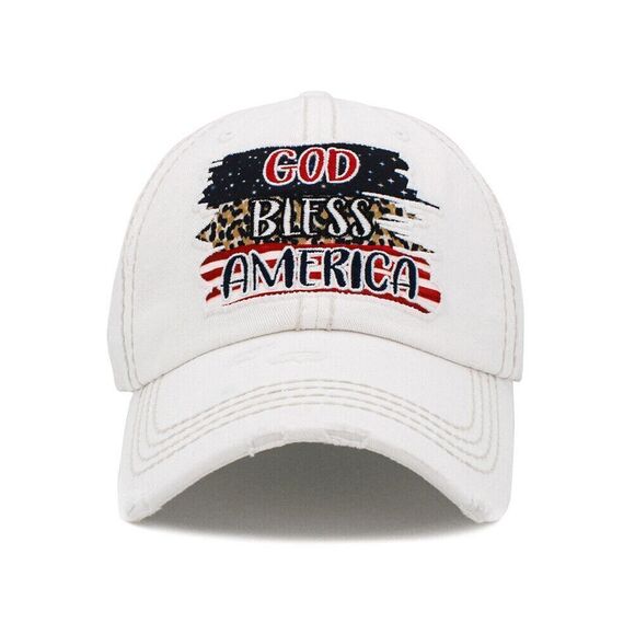 2/$30 Ladies White Bless America Baseball Cap - Picture 1 of 5